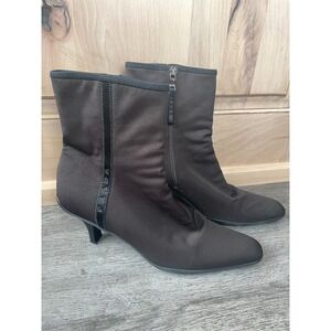 Prada‎ Women's Nylon Pointed Toe Kitten Heel Ankle Boots Size 38.5